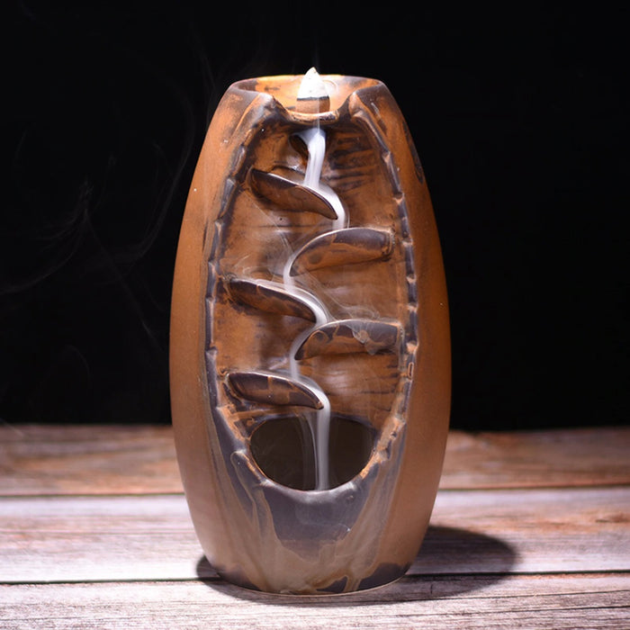 Waterfall Incense Burner Brown