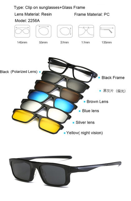 5 in 1 Magnetic Lens Swappable Sunglasses