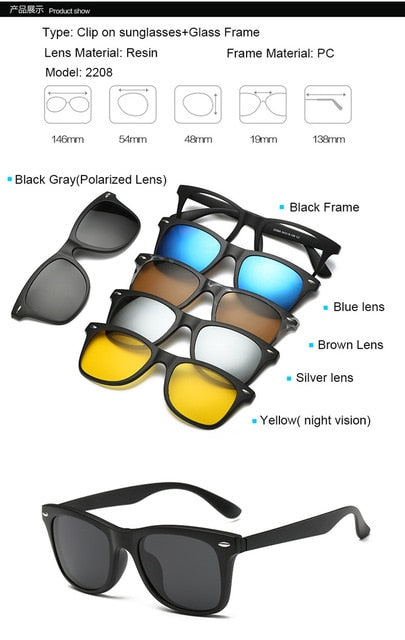 5 in 1 Magnetic Lens Swappable Sunglasses