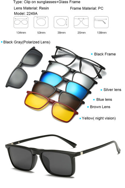 5 in 1 Magnetic Lens Swappable Sunglasses