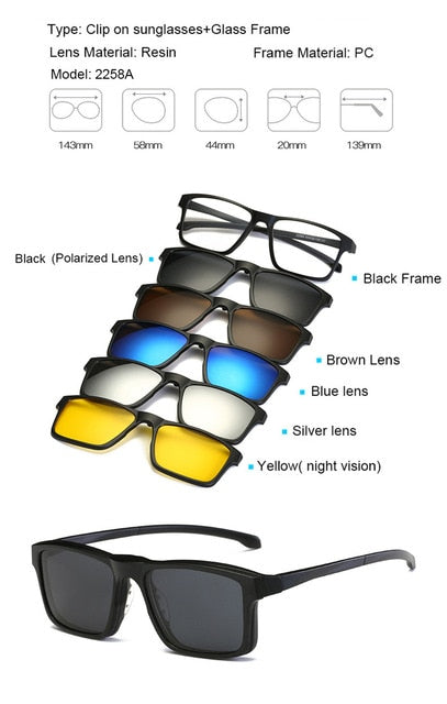 5 in 1 Magnetic Lens Swappable Sunglasses