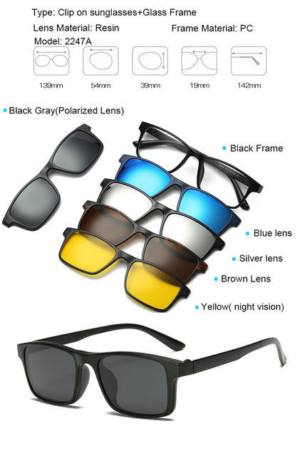 5 in 1 Magnetic Lens Swappable Sunglasses