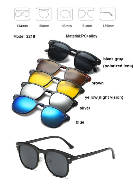 5 in 1 Magnetic Lens Swappable Sunglasses